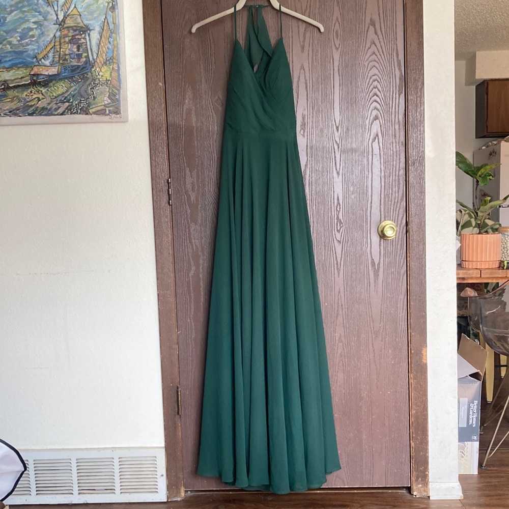 Azazie bridesmaid dress dark green